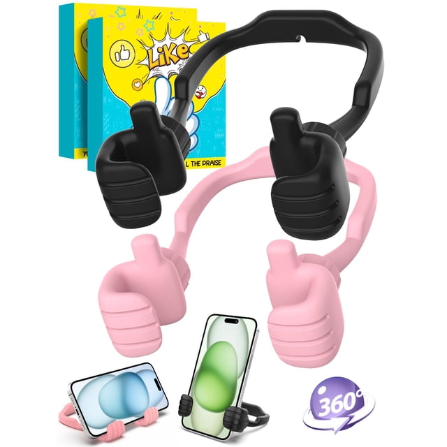 Soporte para teléfono CALDEVER con el pulgar hacia arriba, rotación de 360°, paquete de 2