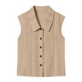 thumbnail image 4 of Cami Tops for Women with Built in Bra Women's Sleeveless Eyelet Embroidery Blouse Lapel Collar Button Shirt Dressy Casual Tank Tops Lightweight Breathable Daily Wear Khaki L, 4 of 5