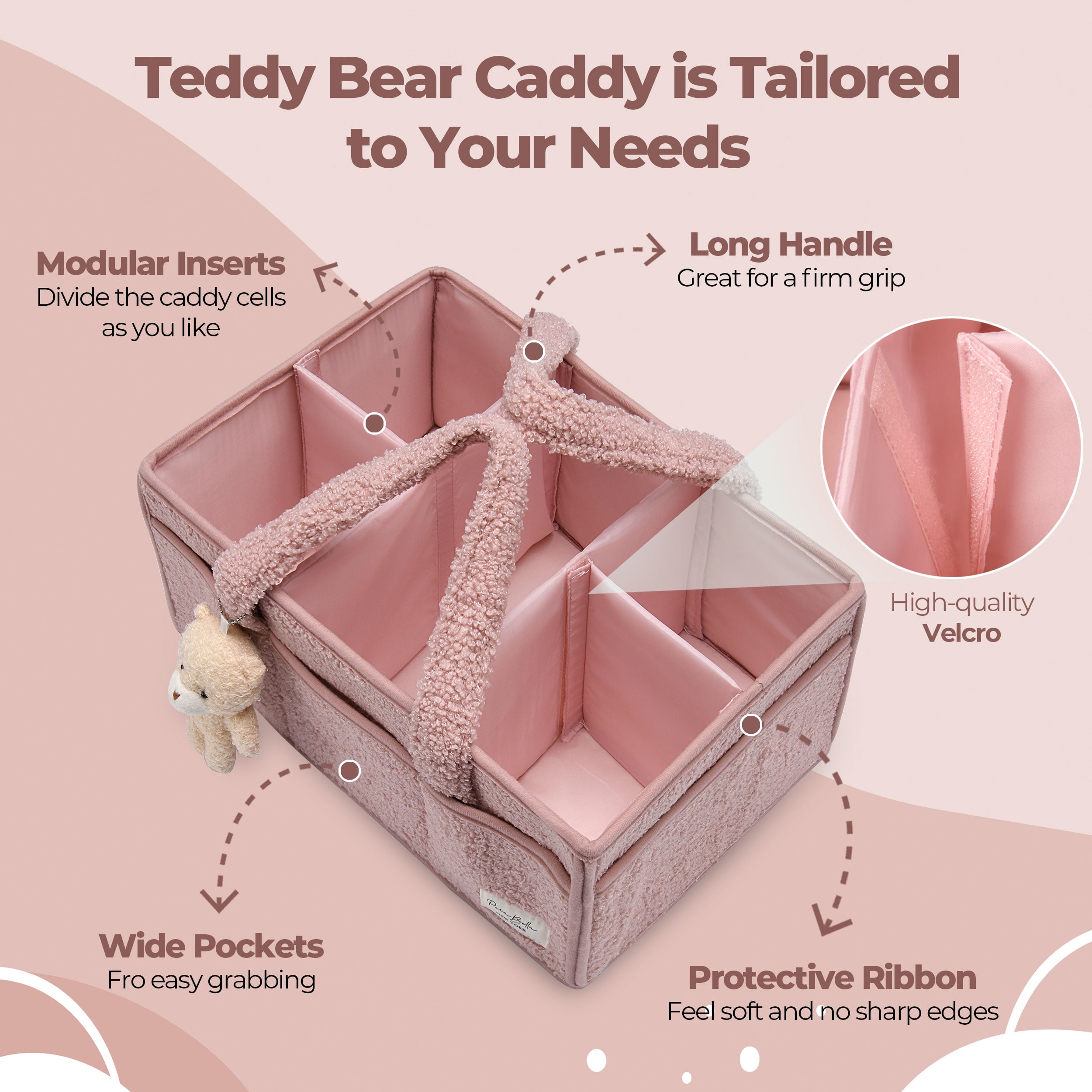 Baby Diaper Caddy Organizer for Changing Table, Portable Nursery Storage Basket Dresser Top