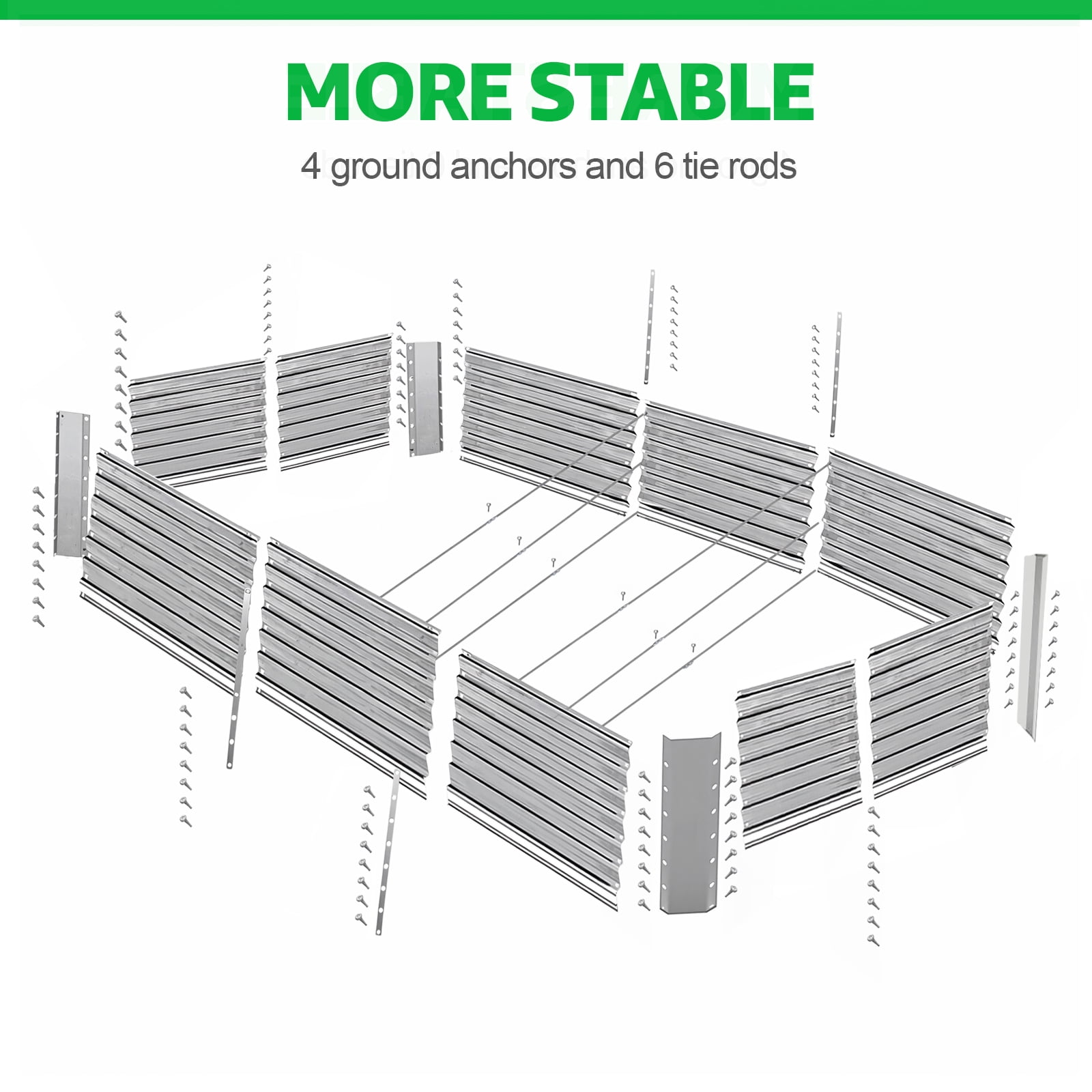 PRIJESSE 8x4x2FT Galvanized Raised Garden Bed Kit, Galvanized Planter Raised Garden Boxes Outdoor, Metal Raised Garden Beds for Vegetables