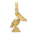 thumbnail image 4 of FB Jewels 14K Yellow Gold 3D Small Pelican Standing Pendant, 4 of 5