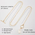 thumbnail image 4 of CANEVINKA 18K Gold Plated Paperclip Link Chain Necklace Baroque Pearl Pendant Necklace Dainty Handmade Stacked Jewelry for Women, 4 of 7