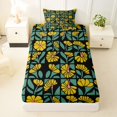 thumbnail image 3 of jejeloiu Bold Floral Twin Sheets For Girls,Colorful Print Bedding,Black Yellow Green,3-Piece,1 Fitted Sheet and 1 Pillowcase, 3 of 6