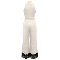 thumbnail image 3 of XinghaiYIDE Women's Linen Halter Jumpsuit Sleeveless Belted Wide Leg Lace One Piece Outfit with Pockets Casual Summer Romper, 3 of 6