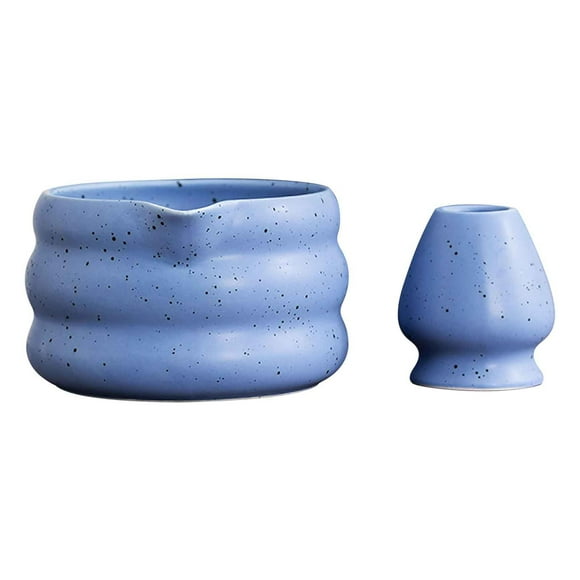 Bol de cerámica para matcha con pico vertedor, esmalte con puntos, juego de té matcha japonés para la ceremonia tradicional del té, incluye batidor y cuchara incluidos, bol para verter matcha para
