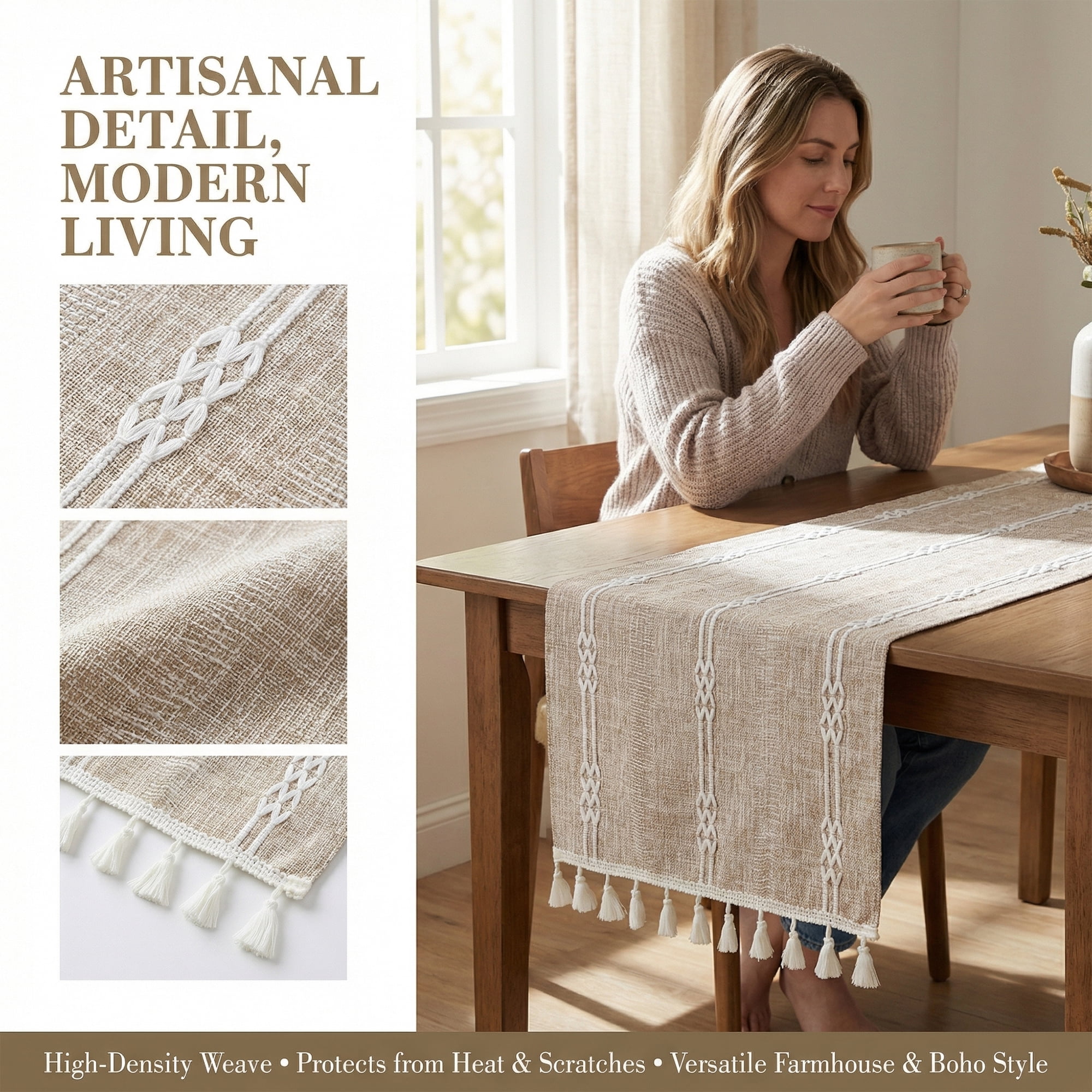 Unique Bargains Openwork Polyester Runner Table Runner for Kitchen Decor Coffee 13"x63"
