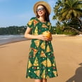 thumbnail image 4 of Vsdgher Pizza pour Femmes Été 2025 Robes Midi Maxi Décontractées Légères Manches Courtes Col Rond Robe de Plage, 4 of 6