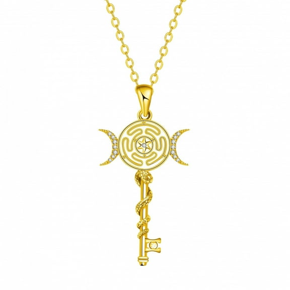 PULABO Goddess Necklace Collection 925 Sterling Silver Hecate's Key Goddess of Witchcraft Witches Jewelry for Woman Female