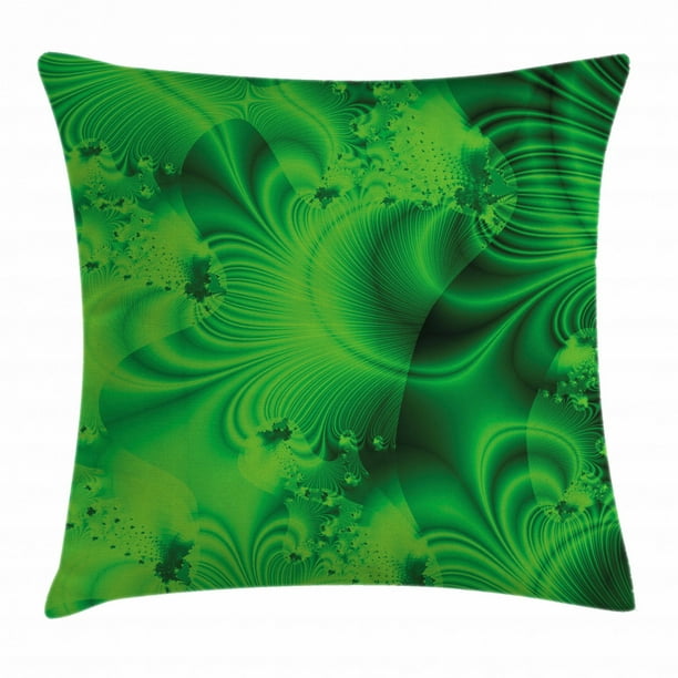 Lime Green Throw Pillow Cushion Cover, Vibrant Abstract Hazy Psychedelic Wavy Color Background