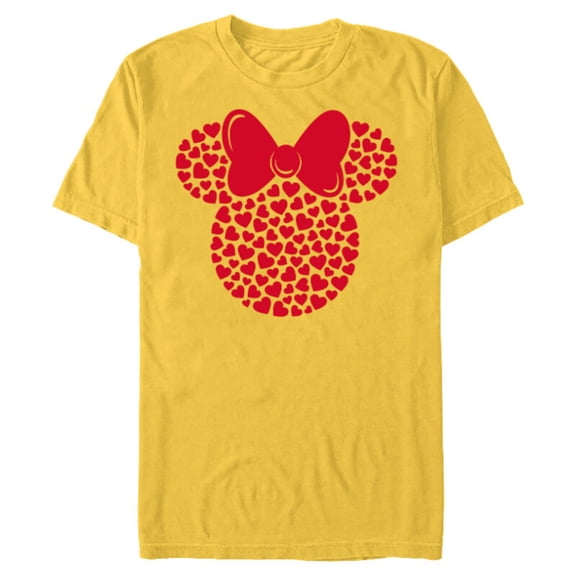 Disney Minnie Mouse Icon Filled with Hearts - Short Sleeve Blended T-Shirt for Adults - Customized-Yellow