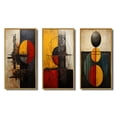 thumbnail image 2 of Designart "Belgian Conversations Geometric Abstraction I" Modern Geometric Framed Wall Art Set Of 3 - Gold Abstract Geometric Frame Canvas Set For Living Room Decor, 2 of 6