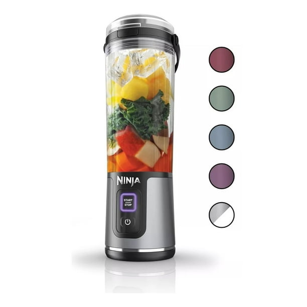 Licuadora portátil Ninja BC151 con USB negra y vaso de plástico