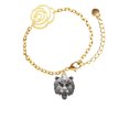 thumbnail image 2 of Delight Jewelry Silvertone Large Bear - Mascot Gold-tone Flower Link Chain Bracelet, 6.75"+2" Extender, 2 of 4