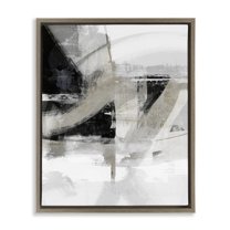 Stupell Industries Neutral Urban Complex Abstract Painting Brown Floater Framed Canvas Art Print Wall Art, 25 x 31