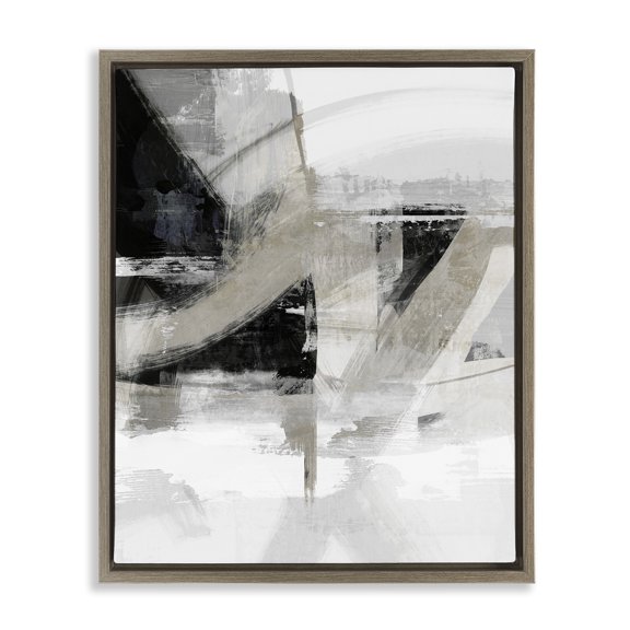 Stupell Industries Neutral Urban Complex Abstract Painting Brown Floater Framed Canvas Art Print Wall Art, 25 x 31