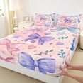 thumbnail image 3 of Manfei Colorful Kawaii Bow Tie Queen Sheet Sets,Princess Bowknot Bow Flat Sheet,Heart Stars Print Queen Fitted Sheet For Girl Kids,Luxury Bedroom Decor,4-Piece, 3 of 7