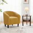 Yaheetech Upholstered Boucle Club Chair Accent Barrel Chair,Mustard ...