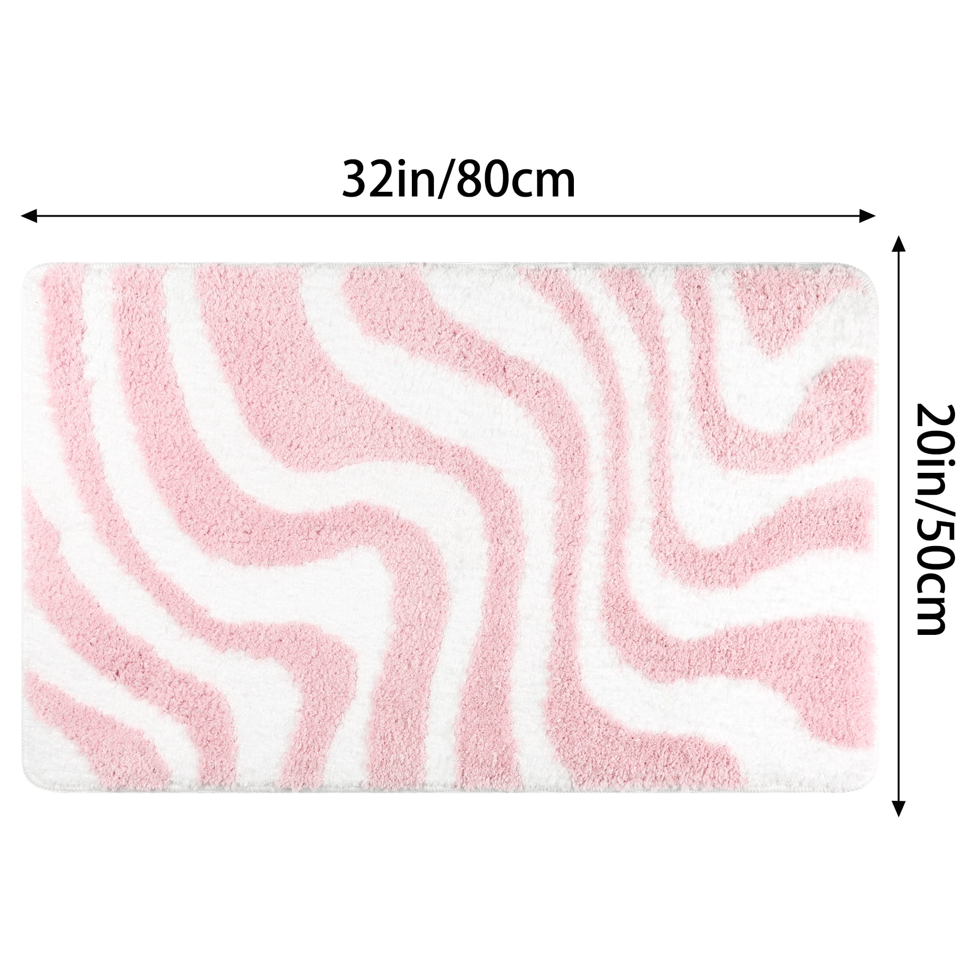 Unique Bargains Fashion Wave Pattern Bathroom Rug Mat Soft Absorbent Bath Carpet Non-Slip Pink 20" x 32"