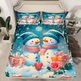 thumbnail image 2 of Homewish Cute Snowman Twin Sheet Sets 3pcs for Female Men Adults,Xmas Christmas Festival Twin Fitted Sheet Microfiber,Floral Rose Love Heart Breathable Flat Sheet,Microfiber Bedroom Decor, 2 of 7