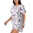thumbnail image 2 of Kdxio Lavender Flowers Print Pajamas Sets for Women Short-Sleeved Pjs with Lounge Shorts Two Piece Sleepwear S-4XL, 2 of 9