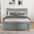 thumbnail image 2 of Twin Bed with Storage Drawer, Solid Wood Platform Bed with 2-in-1 Convertible Night Stand-2 Shelves, No Box Spring Needed, Easy Assembly, Gray, 2 of 8
