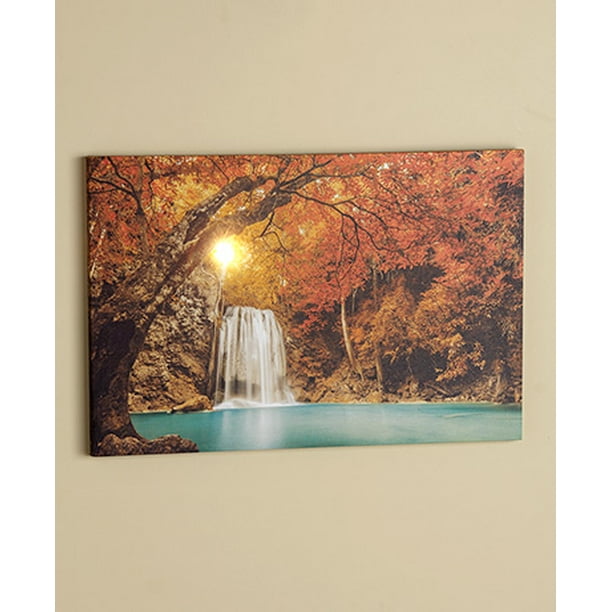 Lighted Treescapes Canvas Wall Art Hidden Waterfall