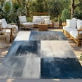 thumbnail image 3 of Outdoor Rug 6x9 ft Abstract Navy Blue Gray Checkered Waterproof Outdoor Patio Rug Mat Non Slip Outside Area Rugs Carpet for RV,Camping,Porch,Deck,Pool,Balconybackyard,Modern Watercolor Art, 3 of 9