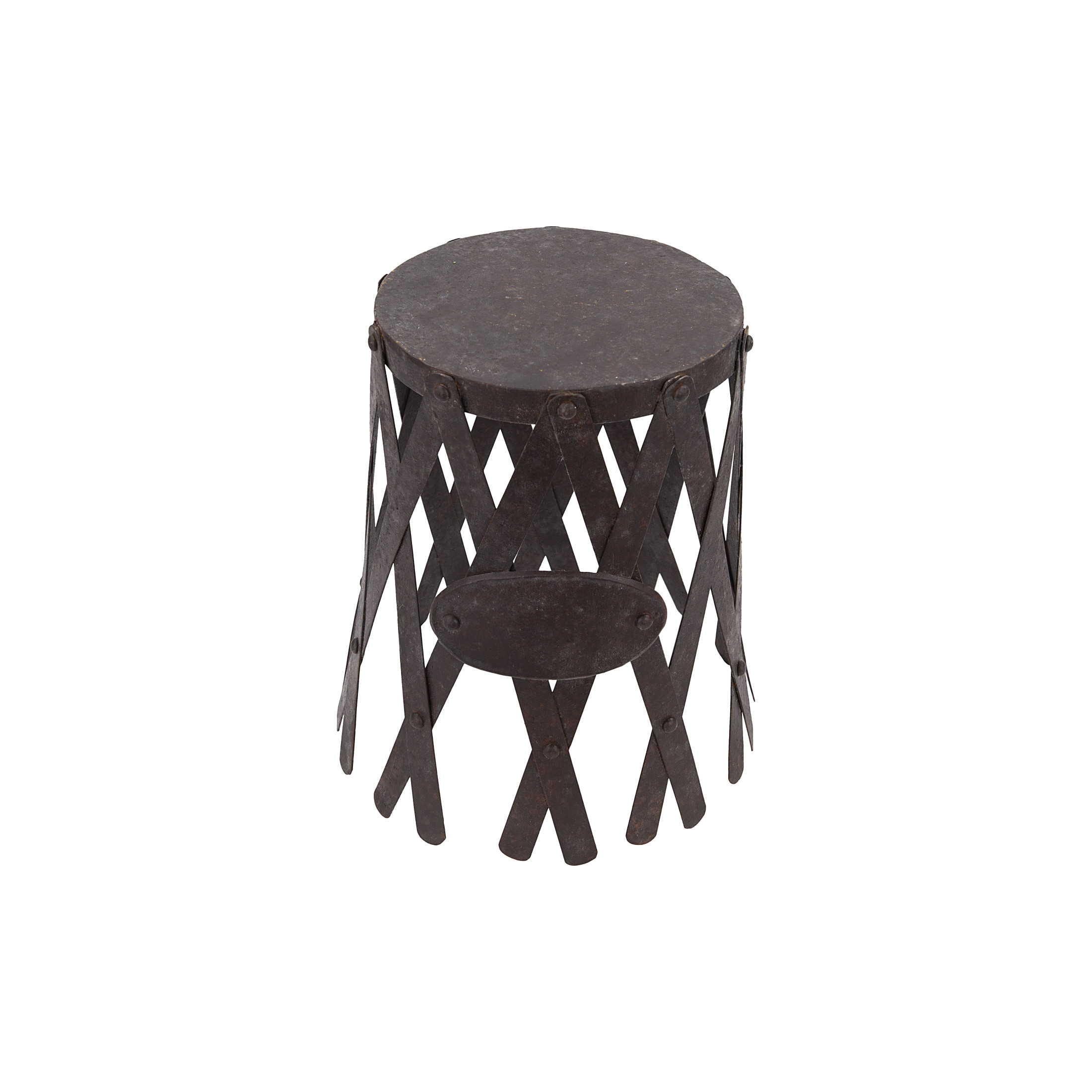Creative Co-Op Distressed Brown Metal Planters with Accordion Style Sides (Set of 3 Sizes)