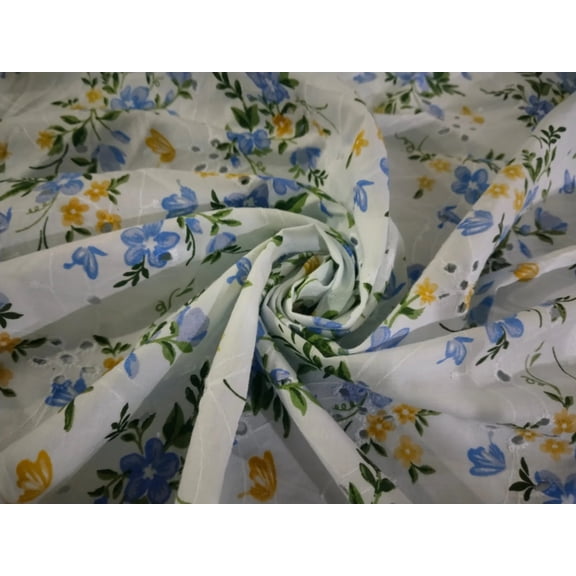 100% Cotton printed and chikan embroidery fabric 58 inches wide 147 cms.available in 3 colors