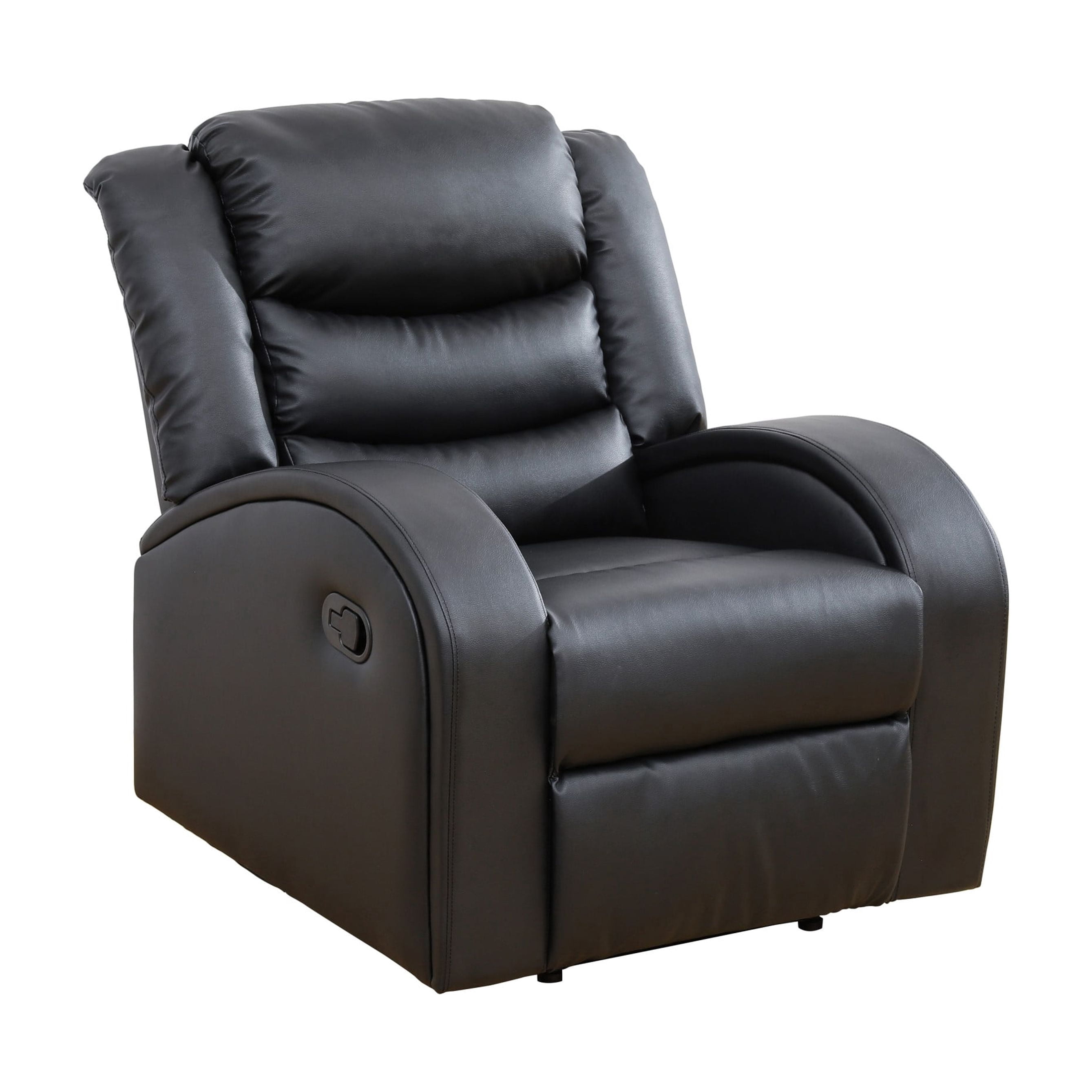 BSHTI PU Manual Recliner Chair Set of 2 – Single Sofa Recliners with Adjustable Backrest, High-Density Foam, Hardwood Frame – Comfort Lazy Chair for Living Room, Bedroom, Black
