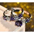 thumbnail image 2 of Sparkle Jewels Round Cut Purple & White Cubic Zirconia Bridal Engagement 925 Silver Ring Set, 2 of 6