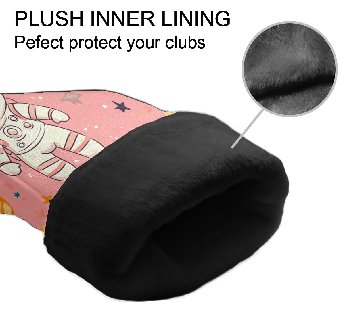Golf Club Covers PU Leather Waterproof Head Covers for Fairway Woods Hybrids Astronaut Pattern