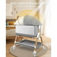 thumbnail image 5 of 4 in 1 Baby Bassinet Bedside Sleeper W/ Wheels,Storage Basket, Adjustable 7 Heights,Mosquito Net,Breathable Mesh Cradle for Infants Toddler,Grey, 5 of 7