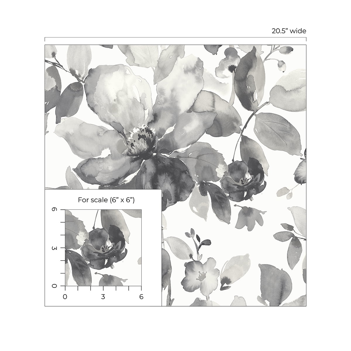 NextWall  Watercolor Flower Peel and Stick Wallpaper 20.5 in. W x 18 ft. L - Inkwell