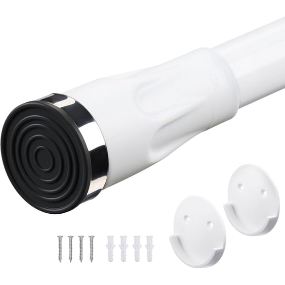 OLIYNEDY Thickened Heavy Duty Adjustable Closet Rod 42-72 inch, Closet Storage Organizer Rod for Wardrobe, Bathroom & Laundry Space, Garment Hanging Rod, White