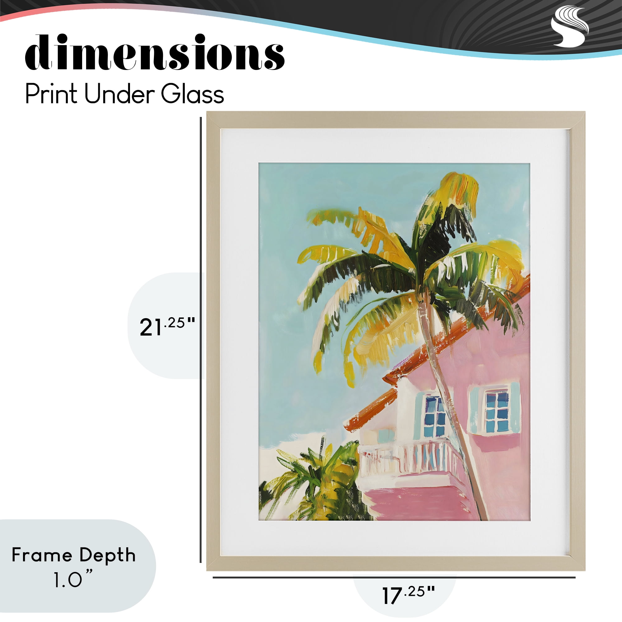 Stupell Industries Pink House Palm Tree Birch Framed Print Under Glass, design by The Prints Vibe