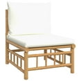 thumbnail image 6 of vidaXL Patio Middle Sofa with Cream White Cushions Bamboo, 6 of 8