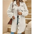 thumbnail image 4 of Women's Teddy Fleece Coat-Plush Oversized Long Cardigan, Cozy Winter Fuzzy Outwear for Casual Style Milky White XL, 4 of 9