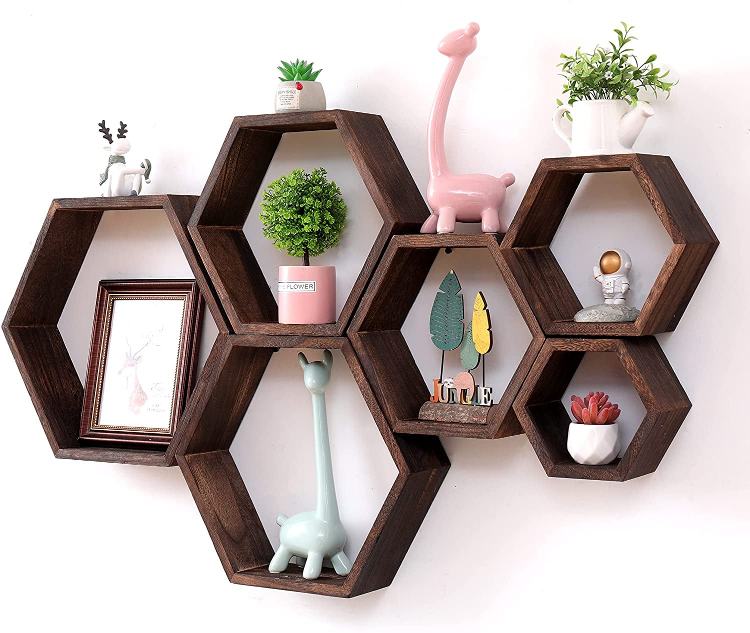 Geometric Hexagon Storage Rack Wall Mount Floating Shelf Holder Wall Decoration 