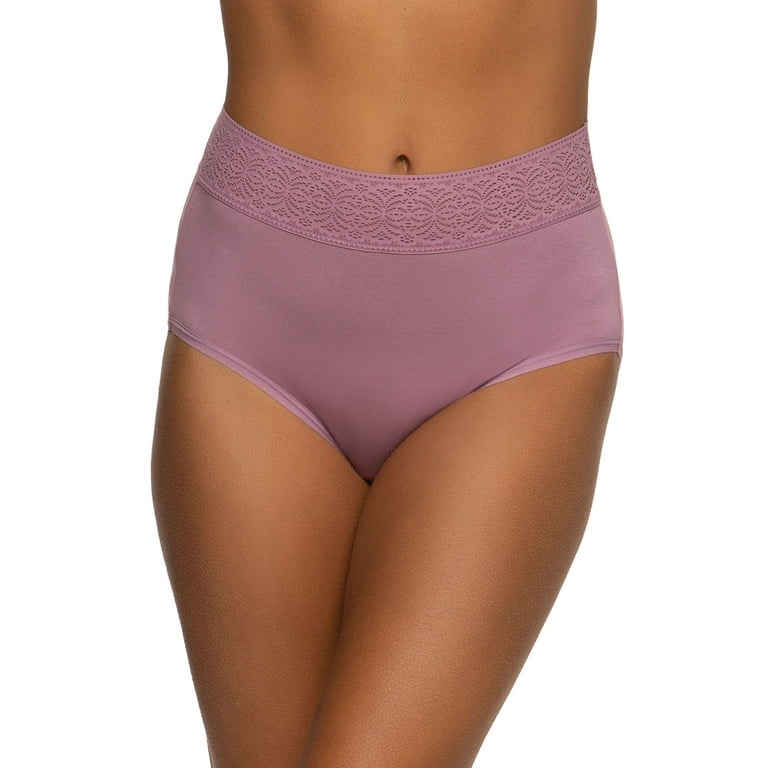 Felina | High Waisted Modal Stretch Brief | Lace Trim | 5-Pack | Full  Coverage (Orchid Ocean, Medium)