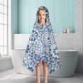 thumbnail image 6 of Blue Ethnic Geometric Pattern Hooded Bath Towel，50"x30" for Ages 3 To 12 Kids, Quick Dry Lightweight Soft Microfiber Hood Beach Towel Cover Up for Kids, 6 of 7