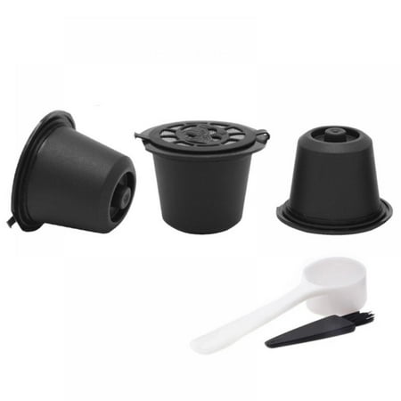 

3 Piece Reusable Refillable Coffee Capsule Filters for Nespresso with Spoon and Brush 20ML