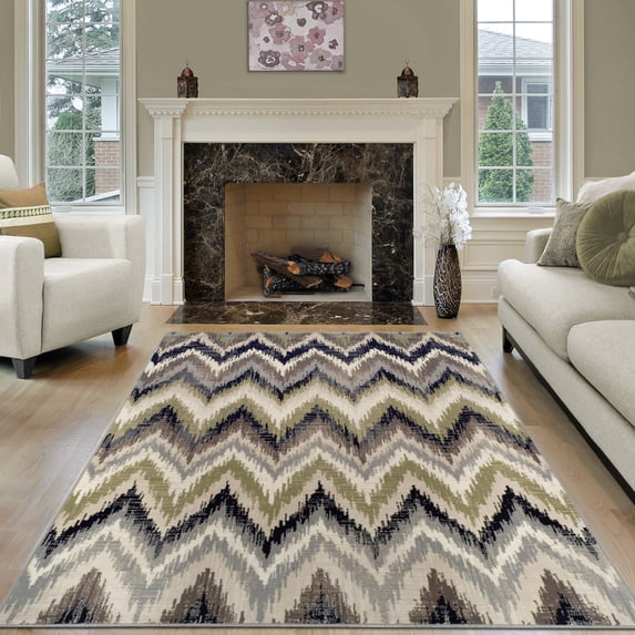 Zigzag Modern Chevron Indoor Area Rug by Blue Nile Nills - 4' x 6', Brown