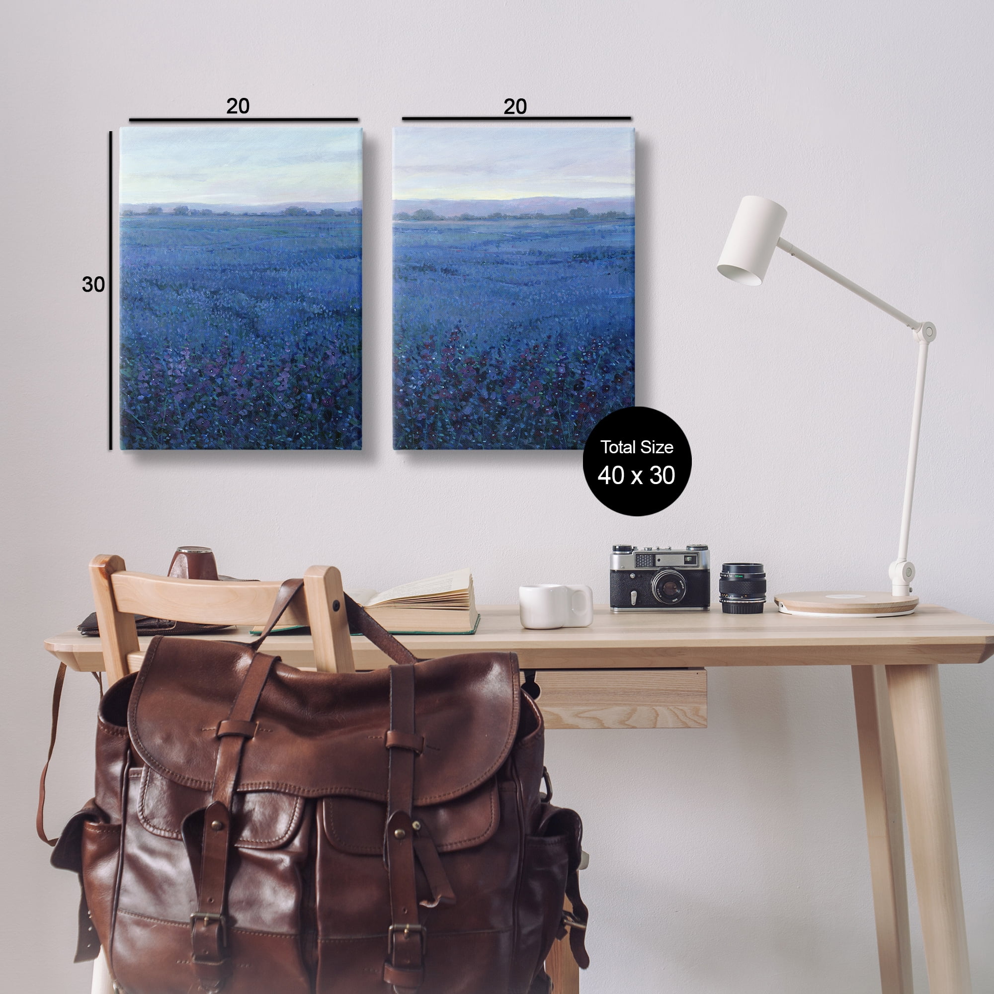 Stupell Industries Flowering Field Purple Haze Landscape & Nature Painting Wrapped Canvas Art Print Wall Art, 20 x 30, Set of 2