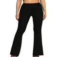thumbnail image 1 of Women Close-fitting Flared Pants Solid Color High Waist Trousers, 1 of 5