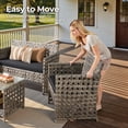 thumbnail image 4 of XIZZI 4-Piece Rattan Outdoor Conversation Set Loveseat Sofa with Cushions,Black, 4 of 8