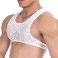thumbnail image 5 of Lingerie for Women,Bras for Women,Beef Men's Lace Floral Muscle Tank Top Round Neck Mesh Undershirt Semi Transparent Vest Singlet Gym Sports Half Top, 5 of 9