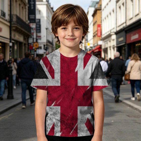 Boys Shirt Size 2-3Y Kids Union Jack Print Short Sleeve Crew Neck Fashion Casual Top Toddler Clothes for Boys