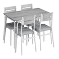 thumbnail image 1 of Ourlova 5 Pcs Kitchen White Dining Table Set for 4 with Rectangular Wood Top and 4 Cushioned Chairs for Small Space and Apartment, 1 of 7