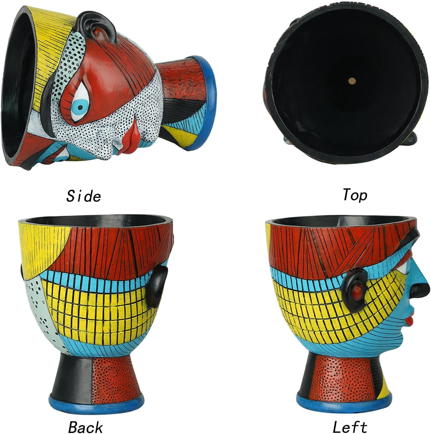 Abstract Face Planters Pots Colorful Funky Flower Pots Unique Head Planter with Drainage Handmade Resin Vase Modern Home Decoration